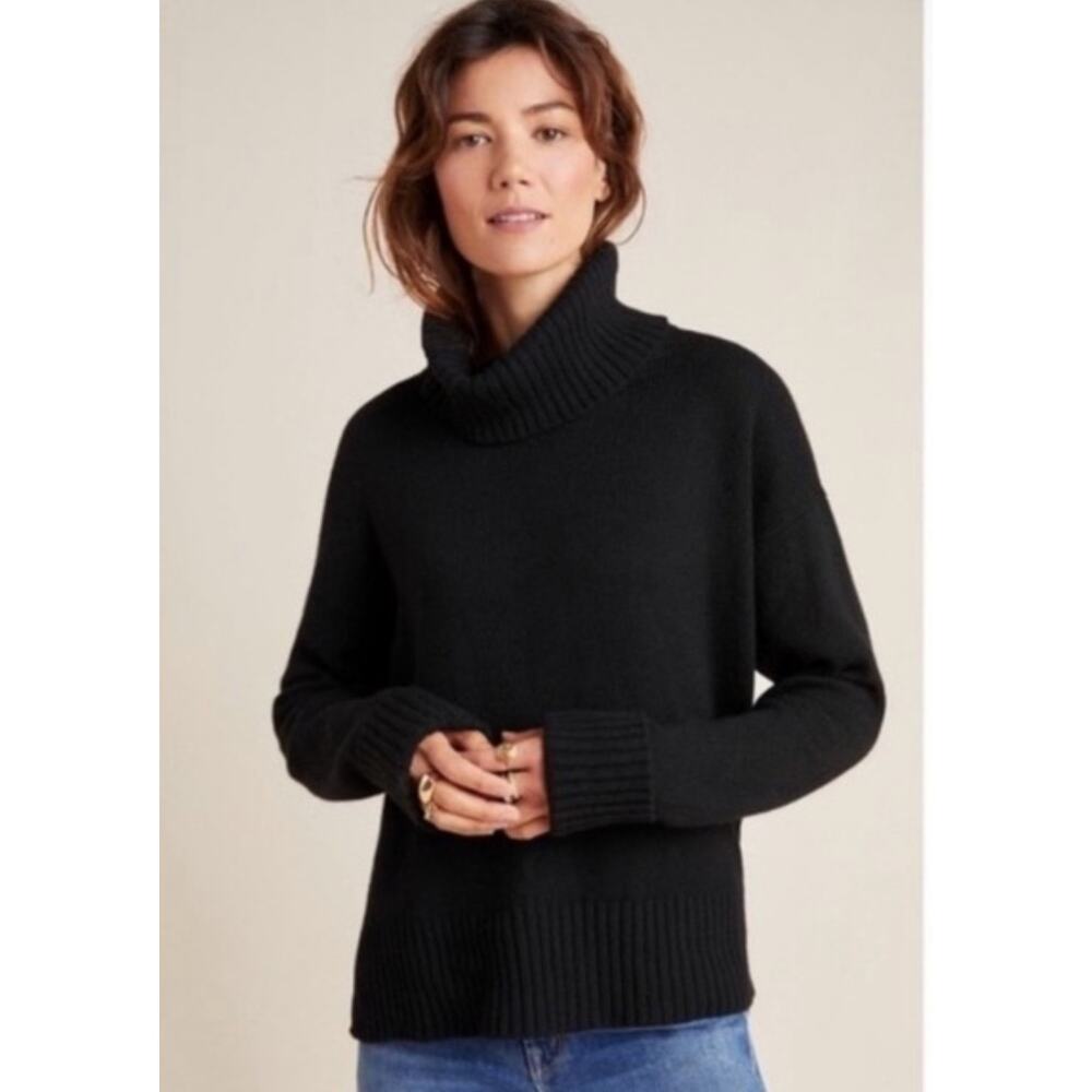 Anthropologie Blair Wool Blend Turtleneck Sweater Black XS
